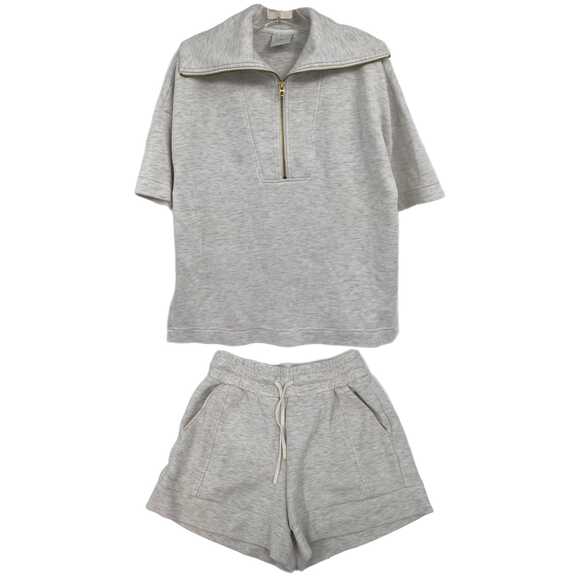 Varley Pants - Varley Gray Quarter Zip Top & Drawstring Shorts Set | Women’s S Top / XS Shorts